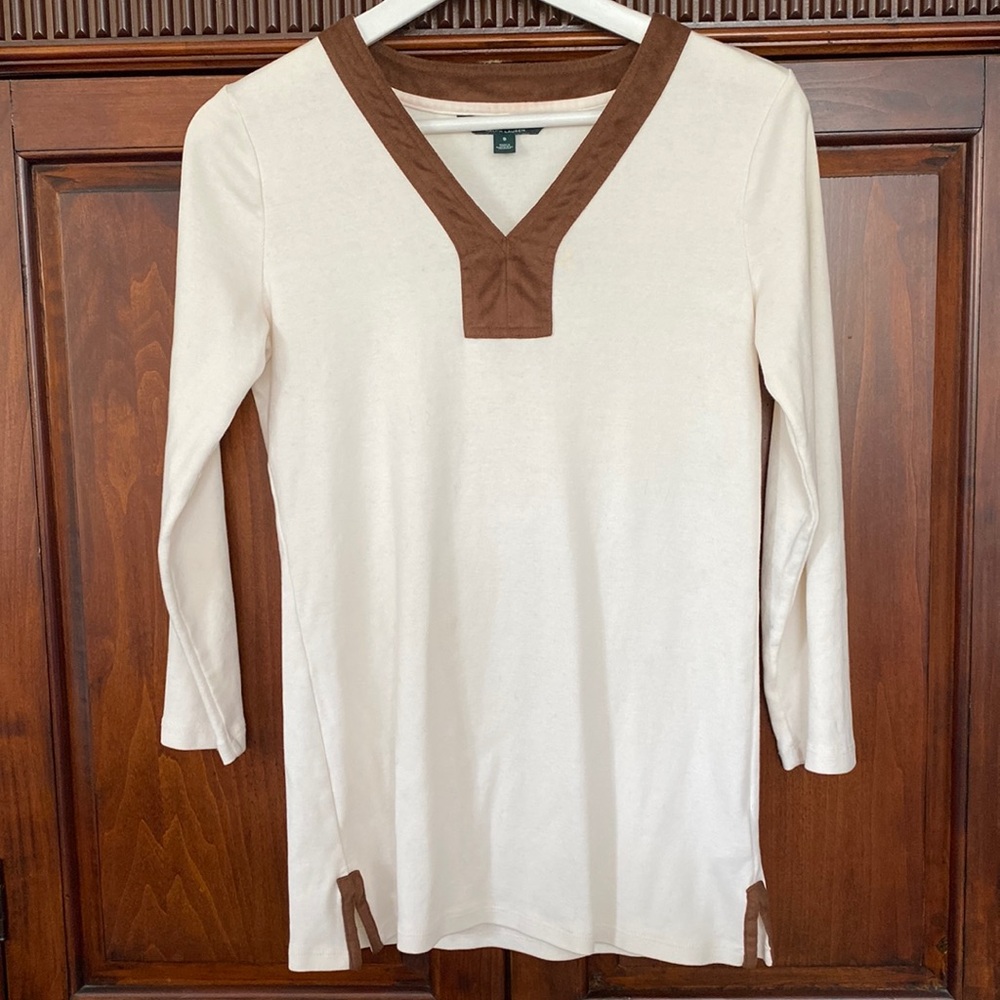Ralph Lauren Lauren cotton jersey tunic faux suede details
